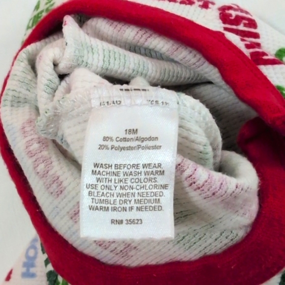 carter's christmas thermal waffle knit snap footless sleeper pajamas 18 months - Picture 5 of 6